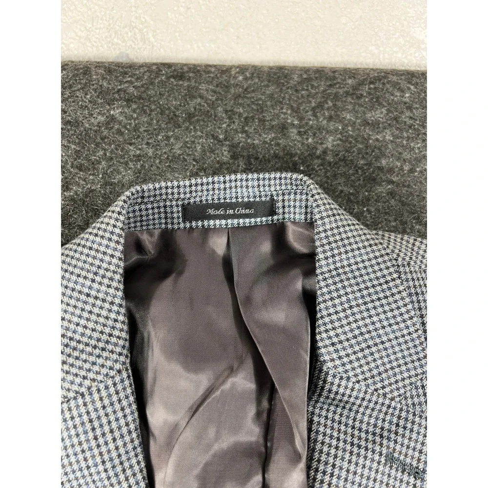 Lauren Ralph Lauren Jacket Mens 42L Gray Houndstooth Lined Silk Blend Preppy